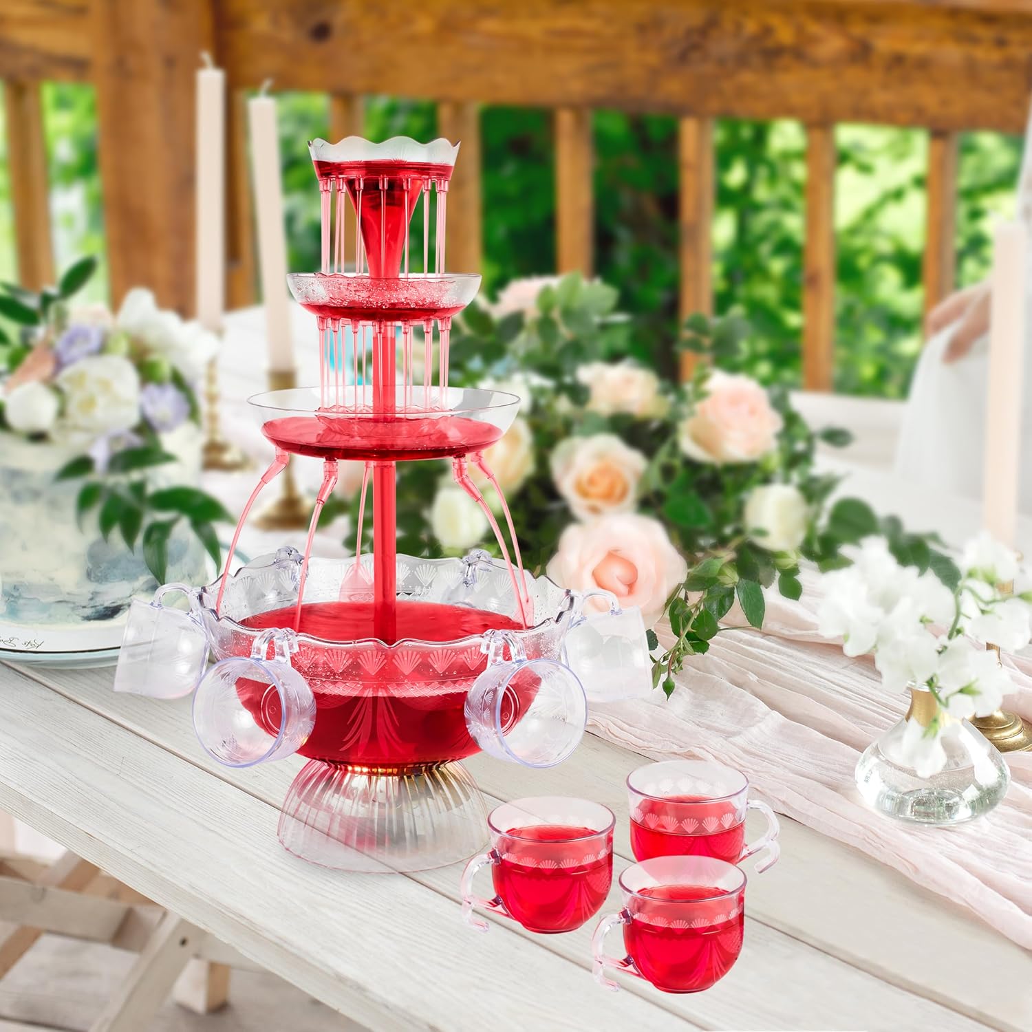 Nostalgia 3-Tier Party Fountain, Holds 1.5 Gallons, Clear