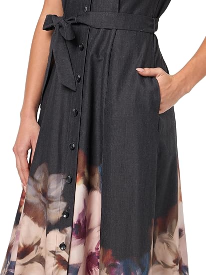 Calvin Klein Women's Cotton Floral Border Midi- Size 8