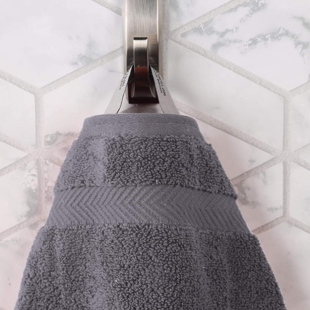 SUPERIOR Zero Twist 100% Cotton Bathroom Towel 6pc, Grey