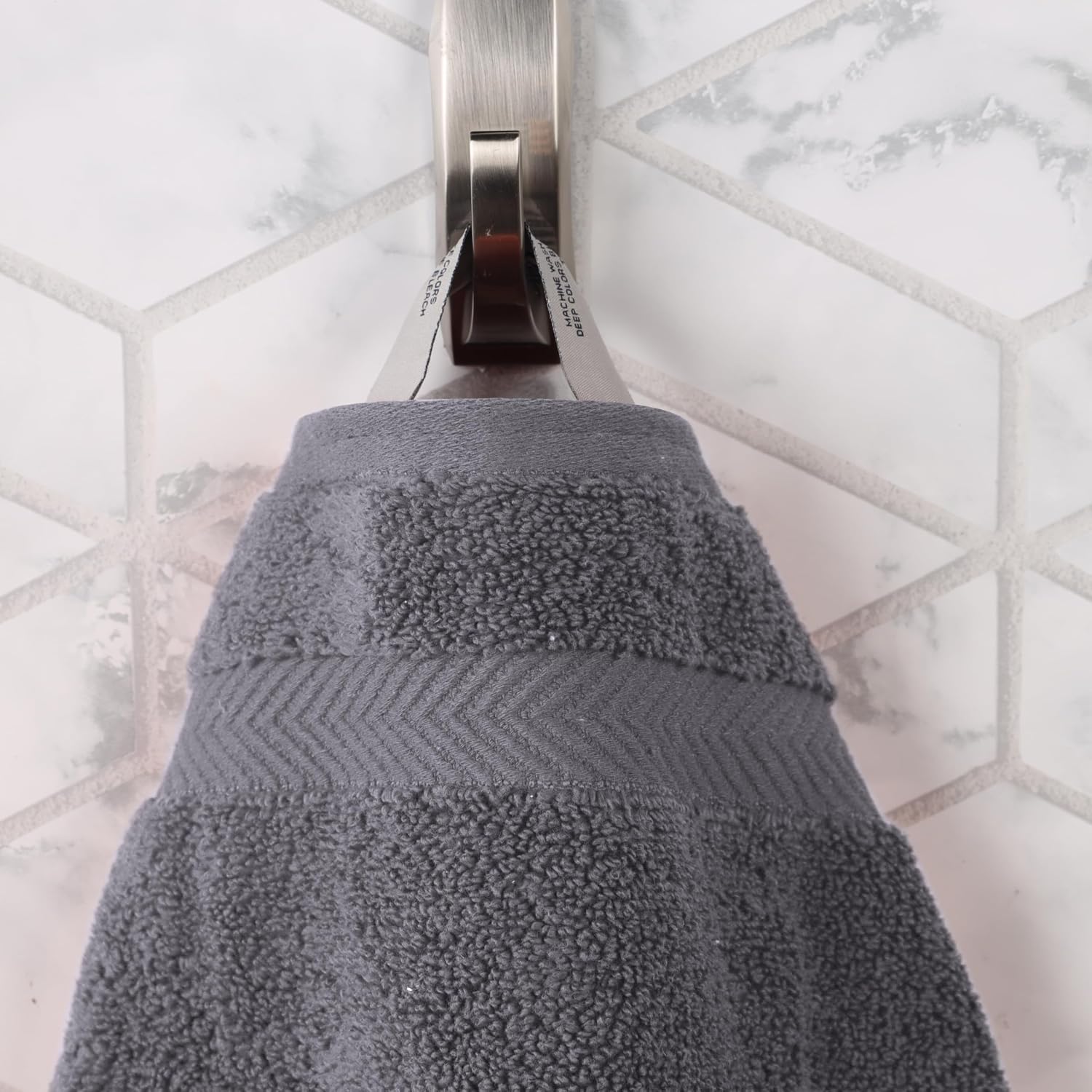 SUPERIOR Zero Twist 100% Cotton Bathroom Towel 6pc, Grey