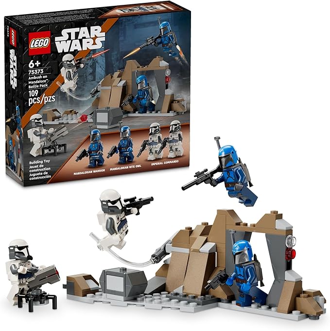 LEGO Star Wars: The Mandalorian Ambush on Mandalore Battle Pack, Building Toy with 4 Star Wars Minifigures, Collectible Brick Built Playset, Star Wars Gift Idea for Boys and Girls Ages 6 and Up, 75373(New Open Box)