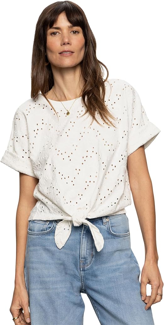 Sanctuary - Women's All Day Eyelet Tee - Bleached White - XXS