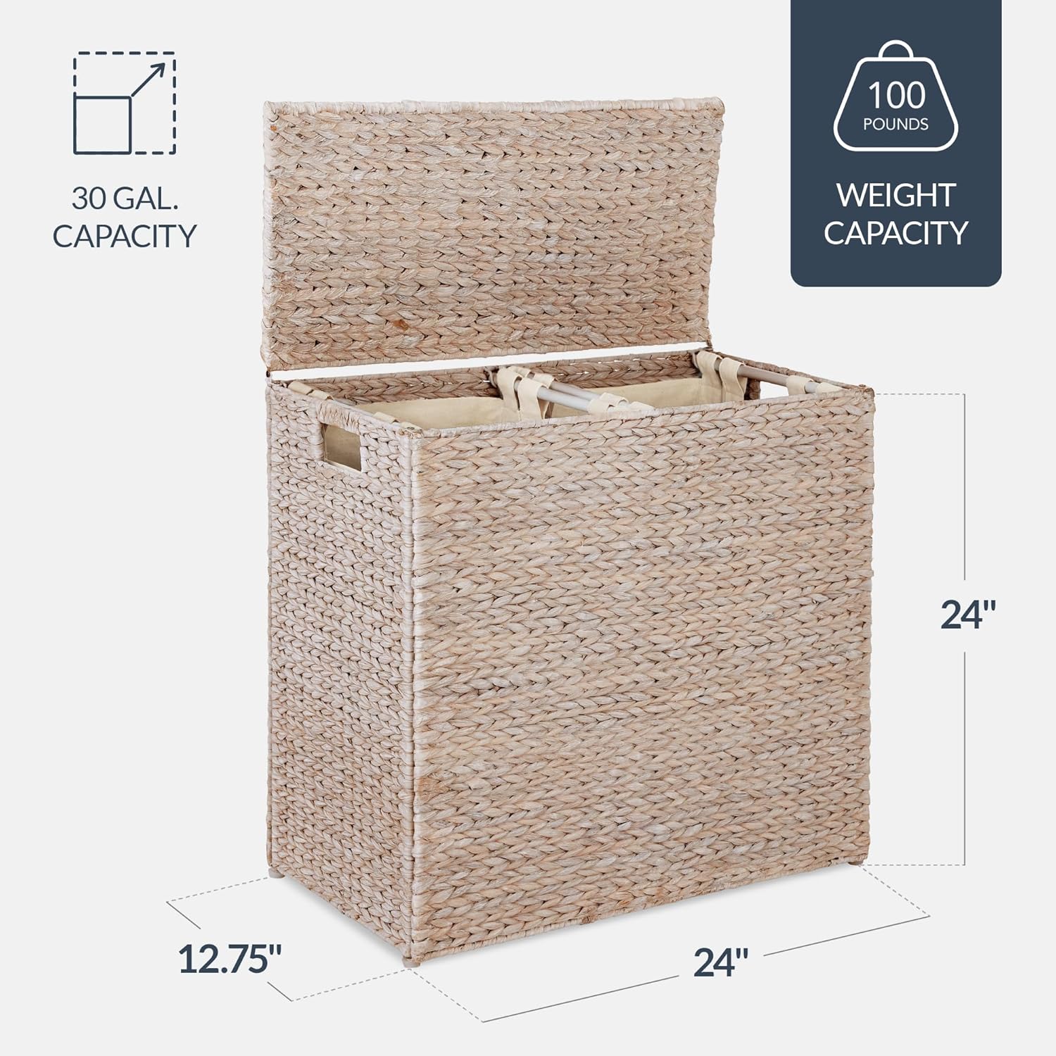 Best Choice Products Large Double Laundry Hamper with Lid