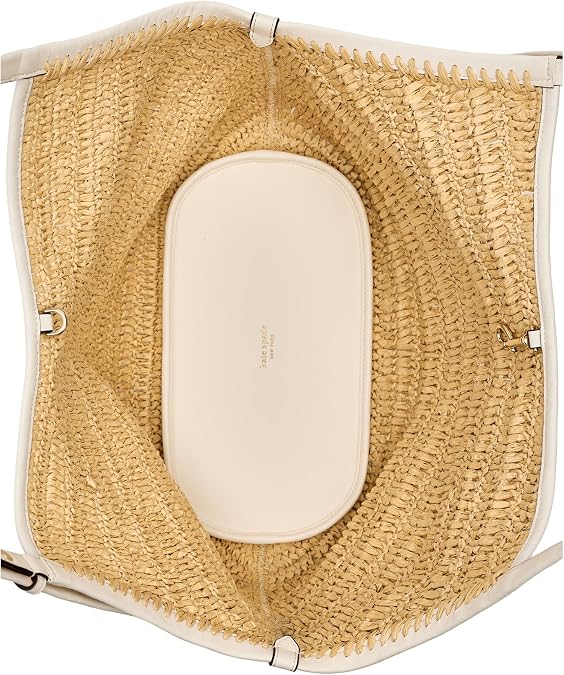 kate spade new york Deco Fine Grain Leather Tulip Tote , Natural Straw