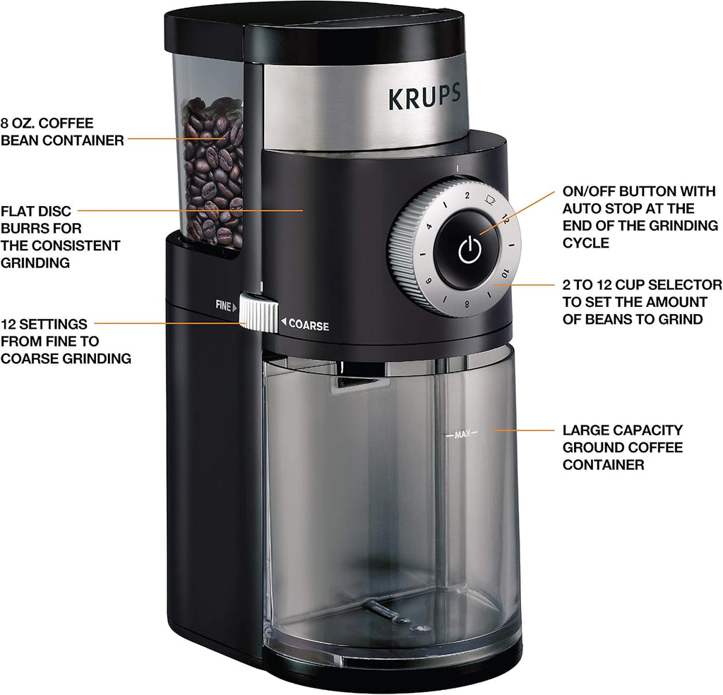 KRUPS Precision Burr Coffee Grinder: 12 Grind Settings