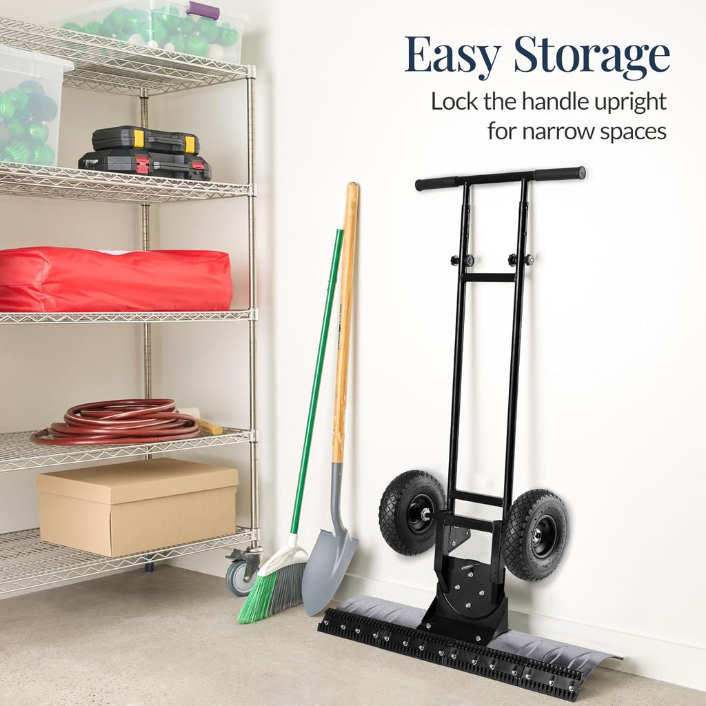 Best Choice Products - Galvanized Steel Blade 2-Wheel Snow Pusher w/ Adjustable Handle - 36in
