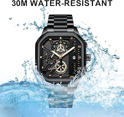 LILUOKE Watch for Professional & Multicolor, Fashion Business Watches Men's, Stainless Steel Quartz Chronograph 30M Waterproof, Specialize in Field (NEW, OPEN BOX)