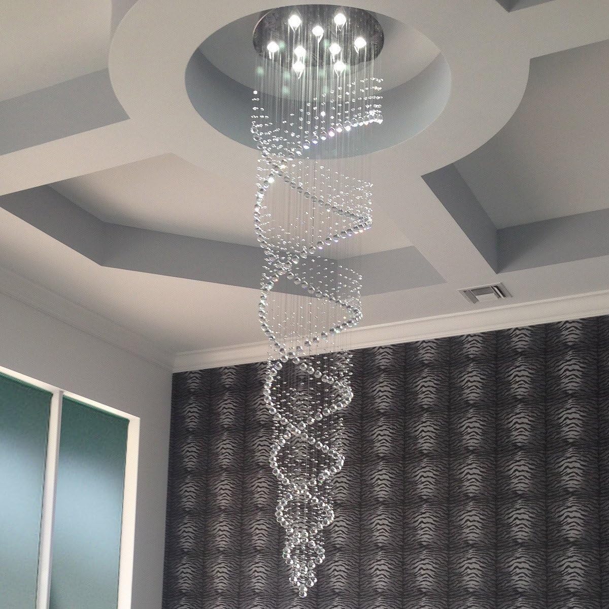 Saint Mossi Modern K9 Crystal Raindrop Chandelier Lighting, Modern Crystal Light Fixture, K9 Crystal Chandeliers, Double Swirl 8 GU10 Bulbs Required
