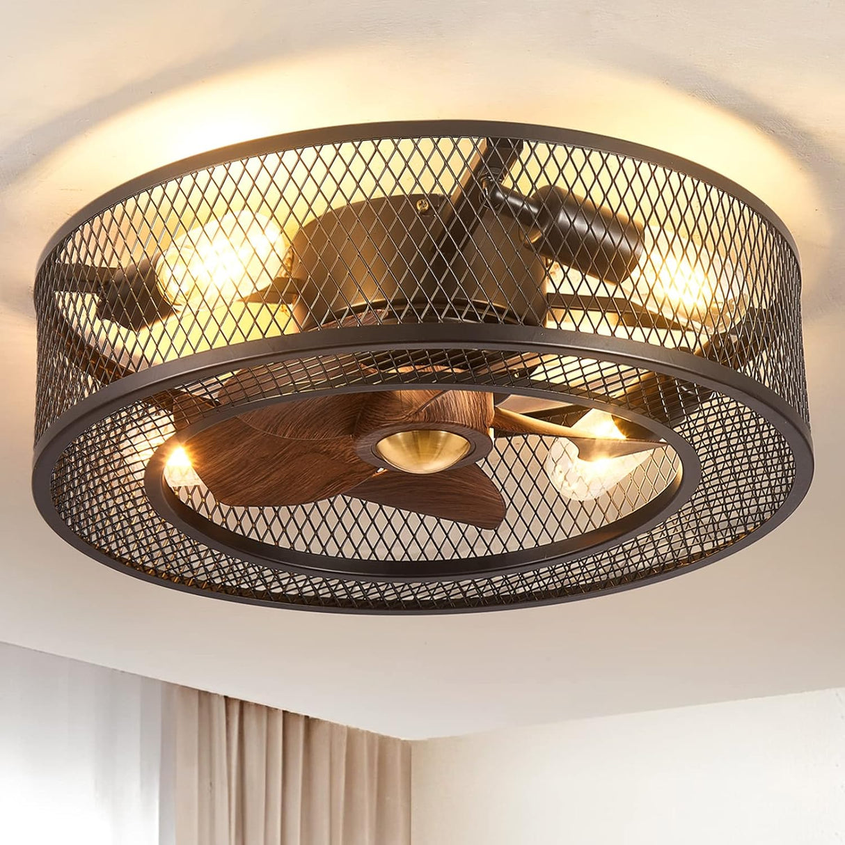 Caged Ceiling Fans with Lights-NEW