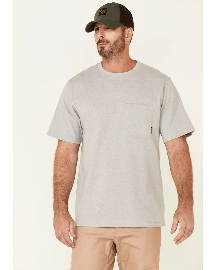 Men's Solid Light Gray Forge Short Sleeve Work Pocket T-Shirt by Hawx - Light Grey - Small