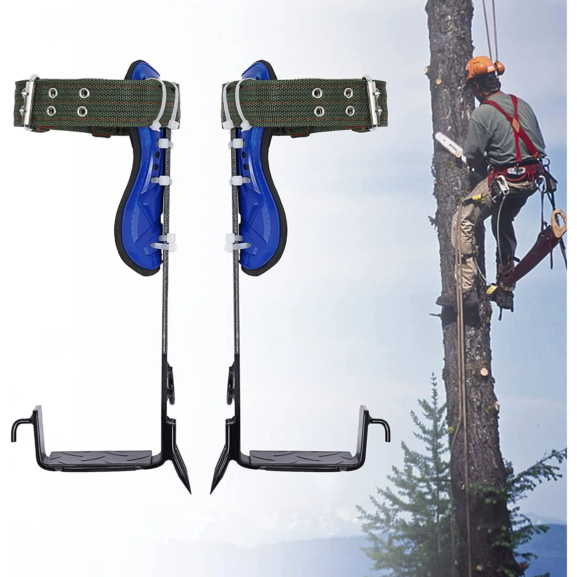 Iron Tree Climbing Spikes - includes Belt & Gloves
