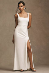 Anthropologie BHLDN Blake Square-Neck Stretch Crepe Maxi Dress Size: L