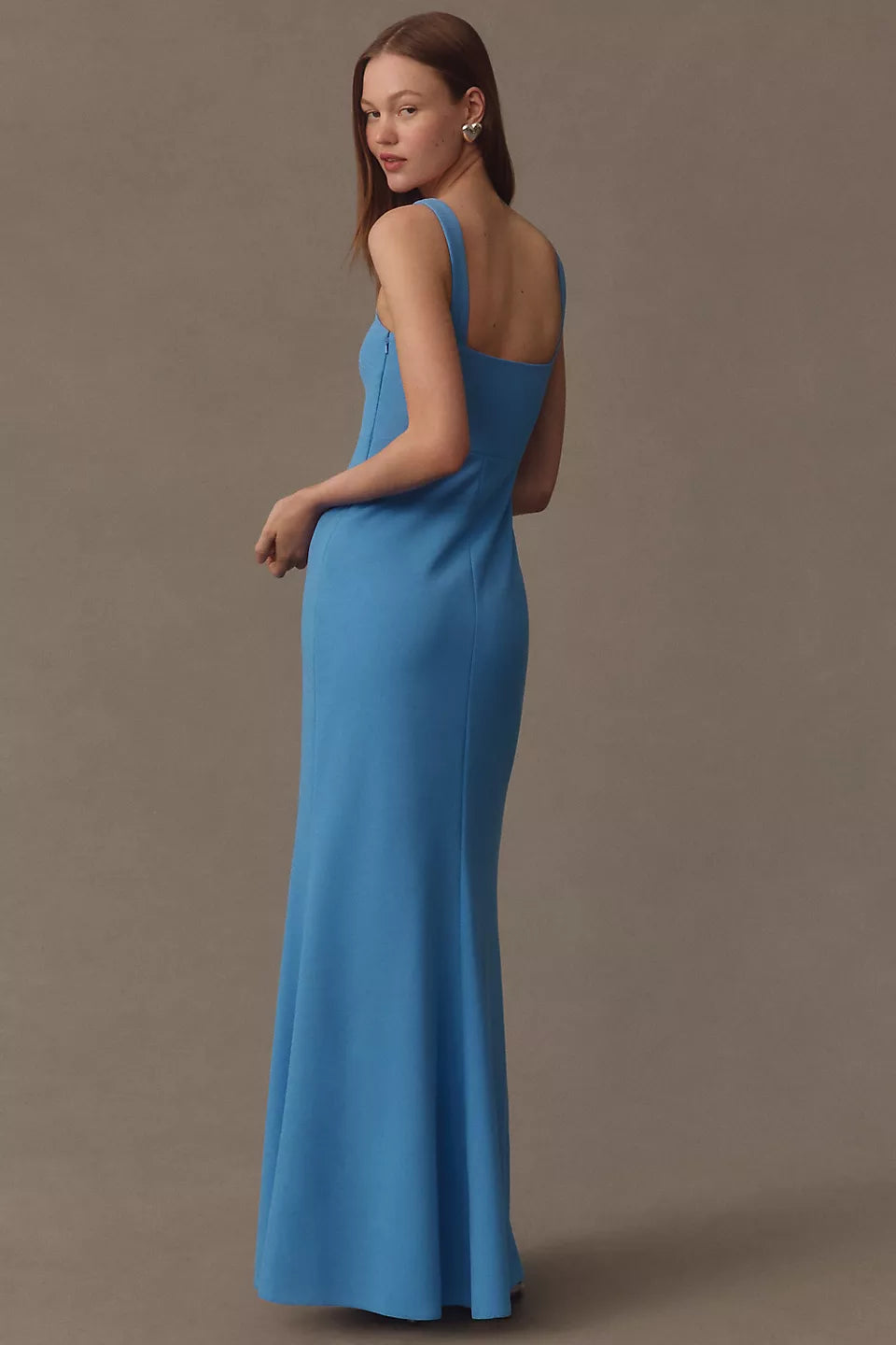 Anthropologie BHLDN Blake Square-Neck Stretch Crepe Maxi Dress Size: L