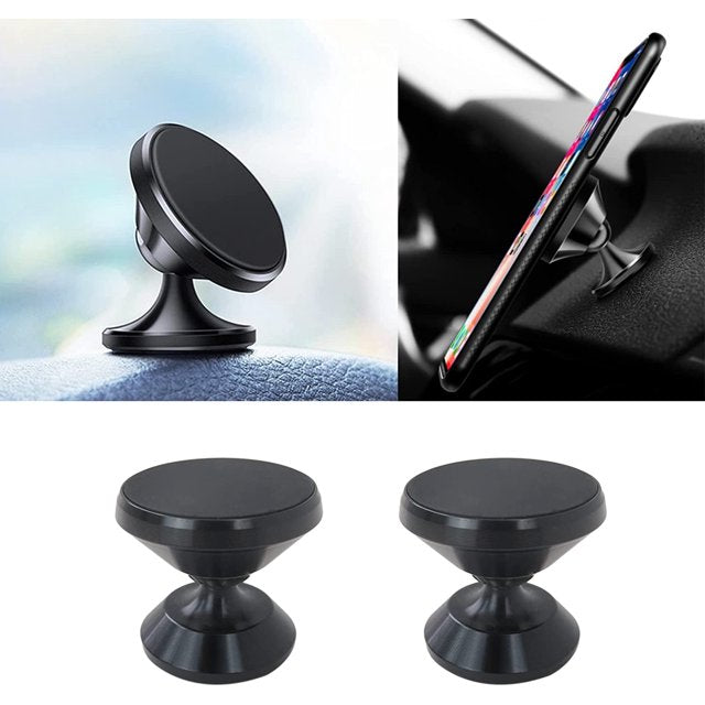 Magnetic Phone Holder 2 Pack Car Phone Mount with Super Sticky Pad and Strong Magnet, 360° Rotation Universal Car Dashboard Phone Holder Car Mount Cell Phone Cradle for All Smartphones Black