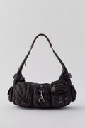 Silence + Noise Emily Washed Faux Leather Shoulder Bag - Black