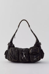 Silence + Noise Emily Washed Faux Leather Shoulder Bag - Black