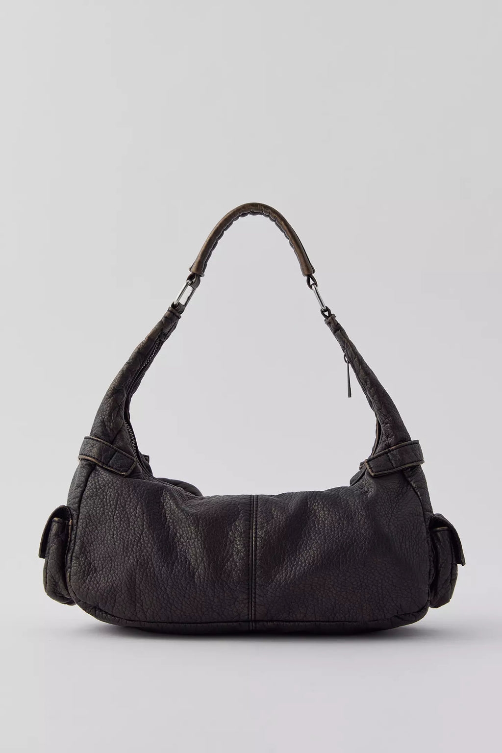 Silence + Noise Emily Washed Faux Leather Shoulder Bag - Black