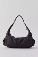 Silence + Noise Emily Washed Faux Leather Shoulder Bag - Black
