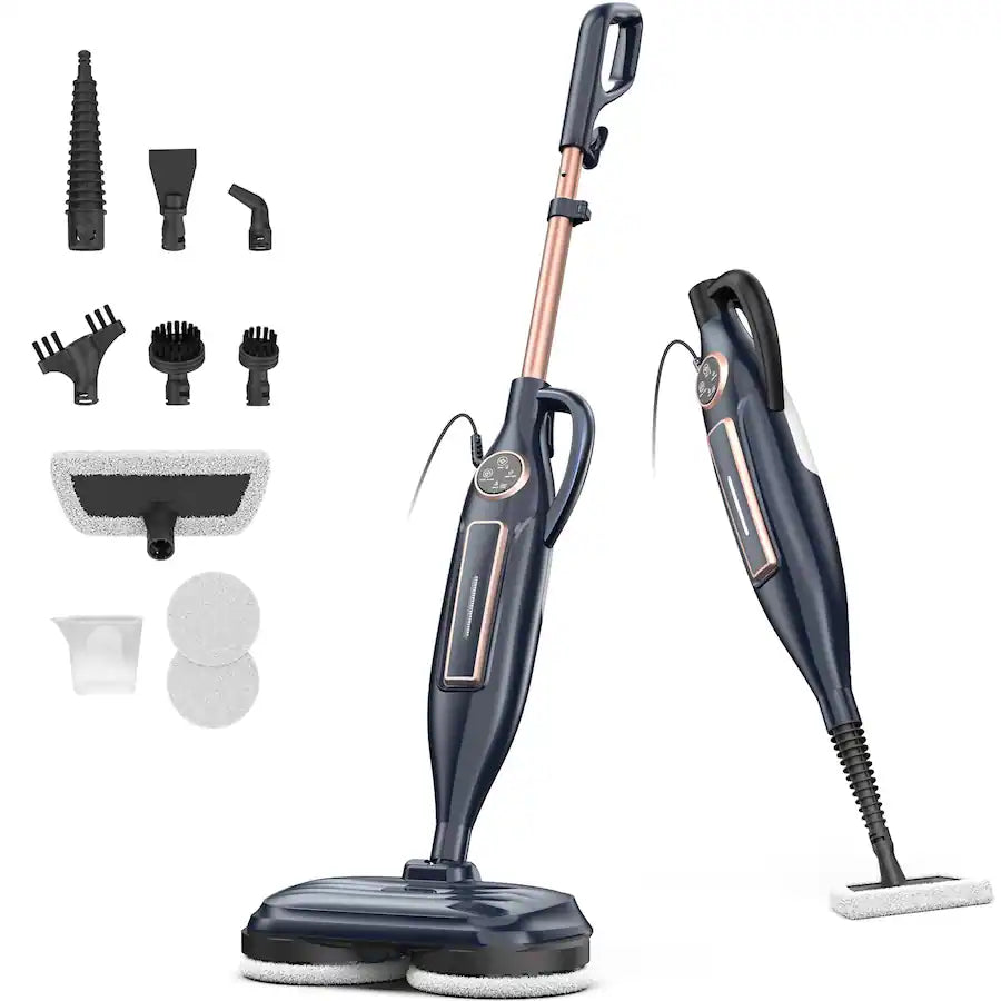 DEVOAC - VM6 Scrubbing Steam Mop with Rotating Mop Pads - 10 in 1 - GOLDEN