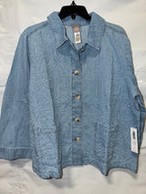 Chico's Chambray Embroidered Denim Jacket - Light Chambray