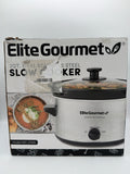 Elite Gourmet MST-275XS Electric Oval Slow Cooker, Adjustable Temp, Glass Lid & Crock (2 Quart, Stainless Steel)
