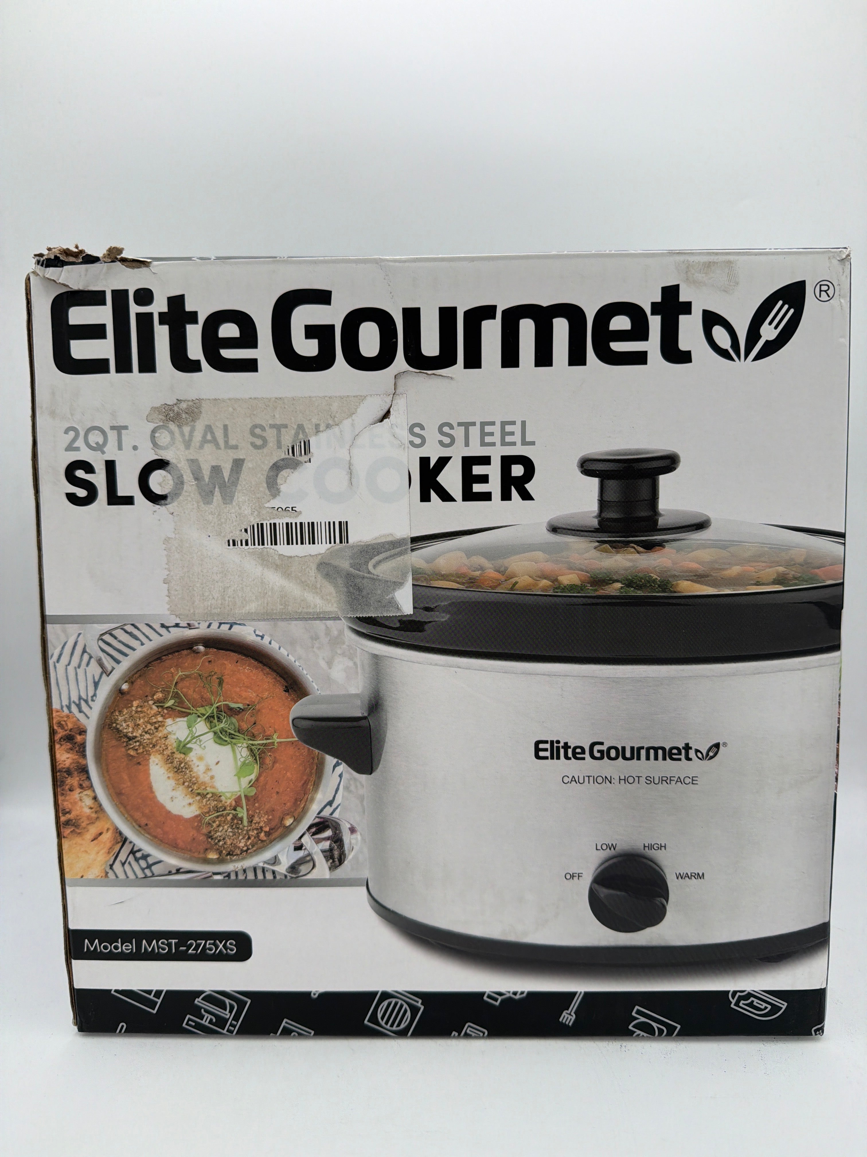 Elite Gourmet MST-275XS Electric Oval Slow Cooker, Adjustable Temp, Glass Lid & Crock (2 Quart, Stainless Steel)