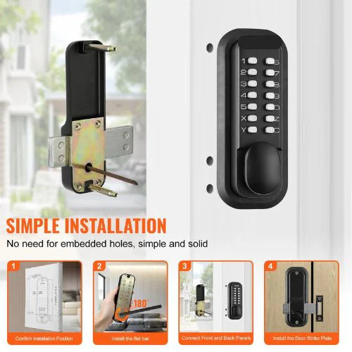 VEVOR Mechanical Keyless Gate Lock | 14-Digit Keypad | Outdoor Waterproof | OL601HD2-B-01