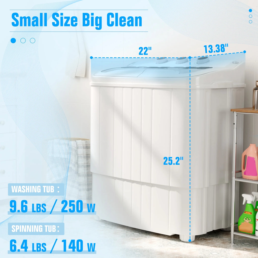 SUNCROWN 16lbs Portable Twin Tub Washer with Spin Dryer Washing Machine
