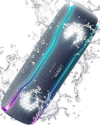 Portable Bluetooth Speaker, IPX7 Waterproof Wireless Speaker with Colorful Flashing Lights, 25W Super Bass with 24H Playtime, 100ft Bluetooth Range, TWS Pairing for Outdoor, Home, Party, Beach, Travel