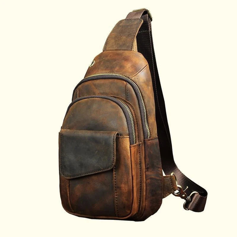 James Leather Cowhide Leather Sling Bag , 14"