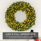 Best Choice Products - Pre-Lit Artificial Fir Christmas Wreath w/ LED Lights, Plug-In, PVC Tips - 24in