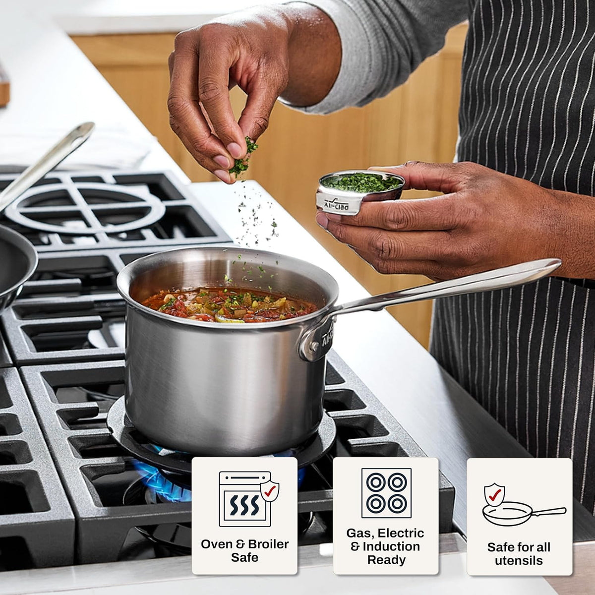 All-Clad D5 Stainless Steel 2 Qt Sauce Pan with Lid, Made in the USA