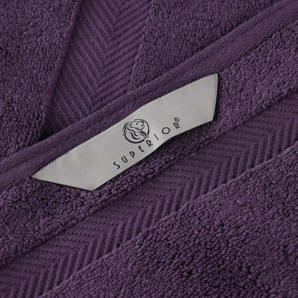 SUPERIOR Zero Twist 100% Cotton Bathroom Towel 6pc, Grape Seed