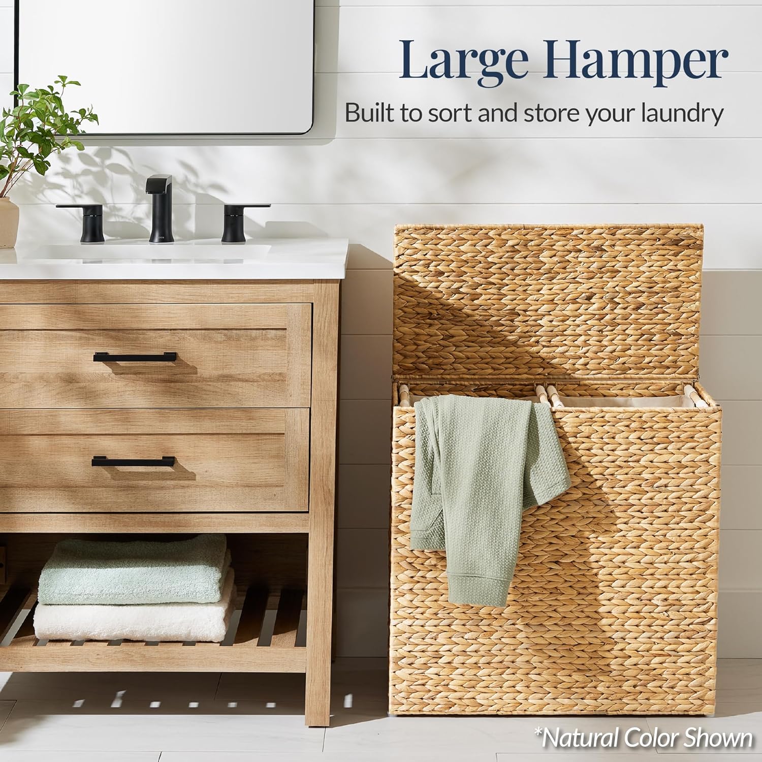 Best Choice Products Large Double Laundry Hamper with Lid