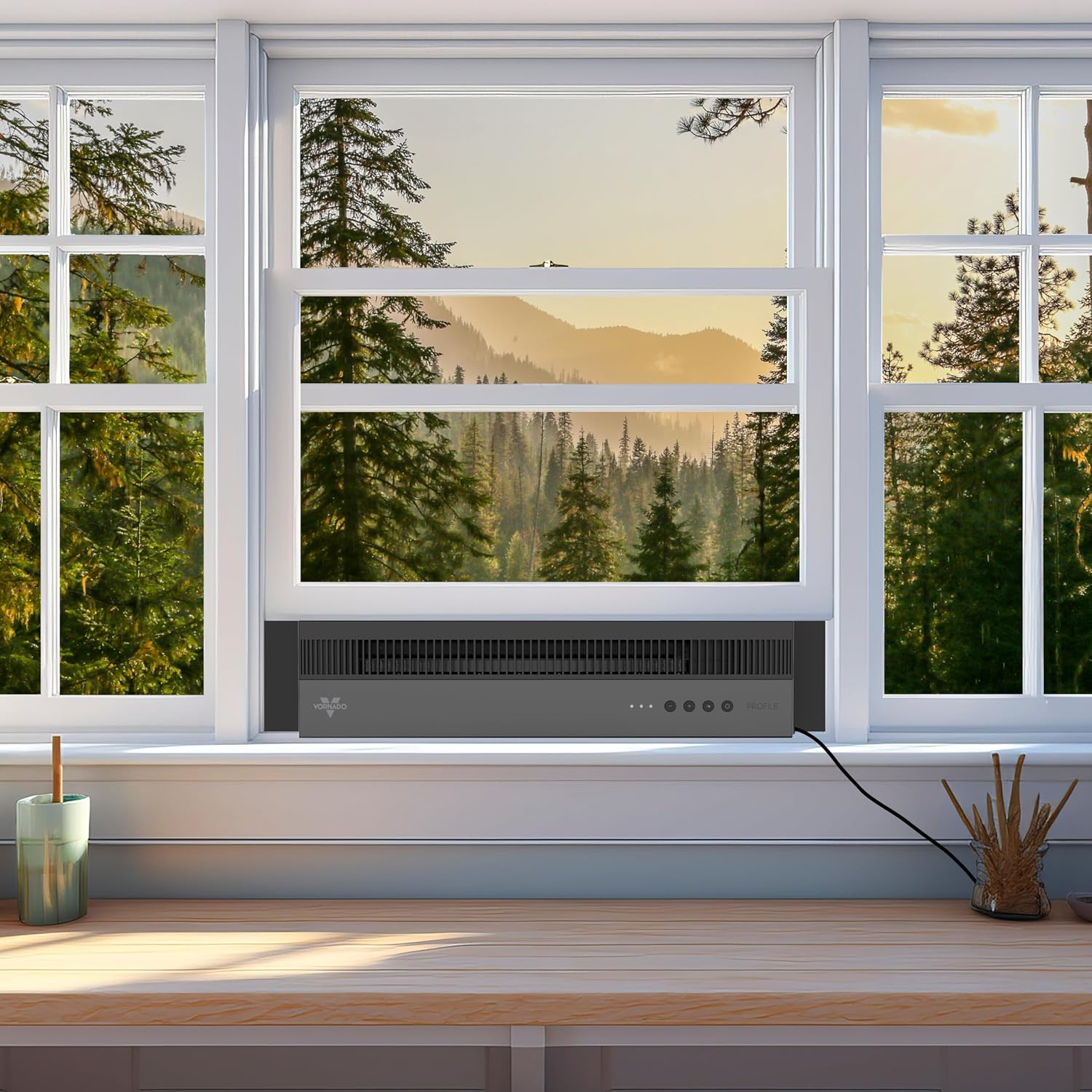 Vornado PROFILE® Window Fan, Whole Room Air Circulator, Reversible Exhaust, Quiet Operation, 3 Speed Settings, Low Profile Window Fan for Kitchen