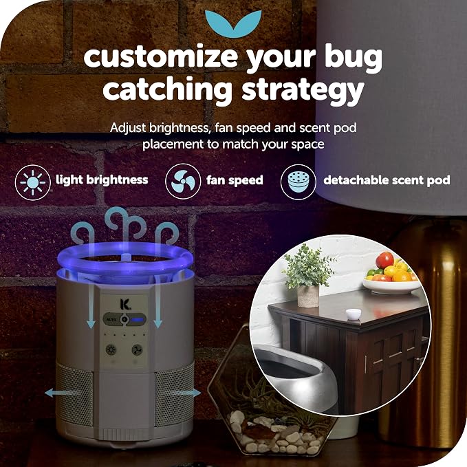 * Katchy Duo – Indoor Fly Trap with Scent Pod – Day & Night Effective – Mosquito, Fruit Fly, Gnat & Small Moth Killer – Non-Zapper Trap with UV Bug Light & Fan Suction (White)