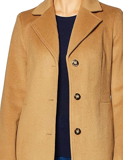 Calvin Klein Women's Classic Cashmere Wool Blend Coat Brown - 14