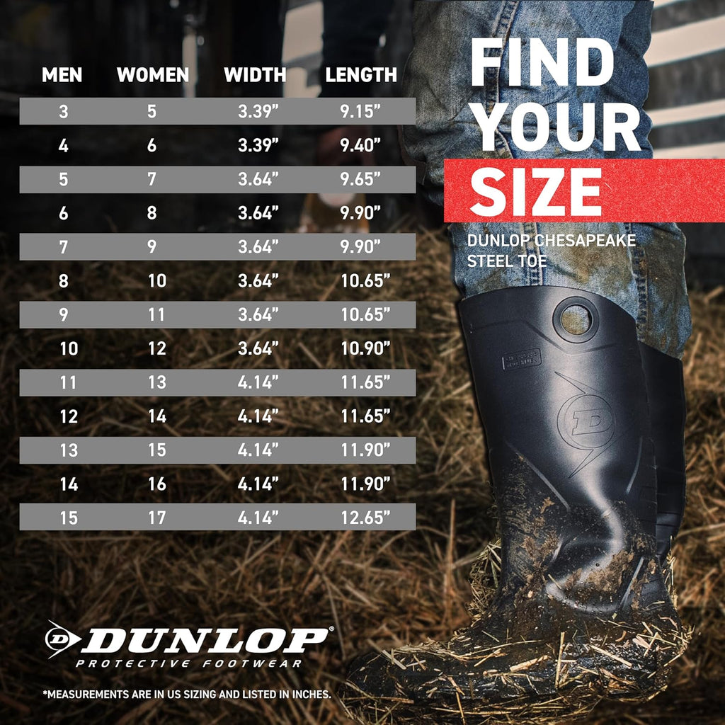 Dunlop Chesapeake 14" Safety ST - Steel Toe Waterproof Work Boots – Black - Size: Men 9M/Women 11W