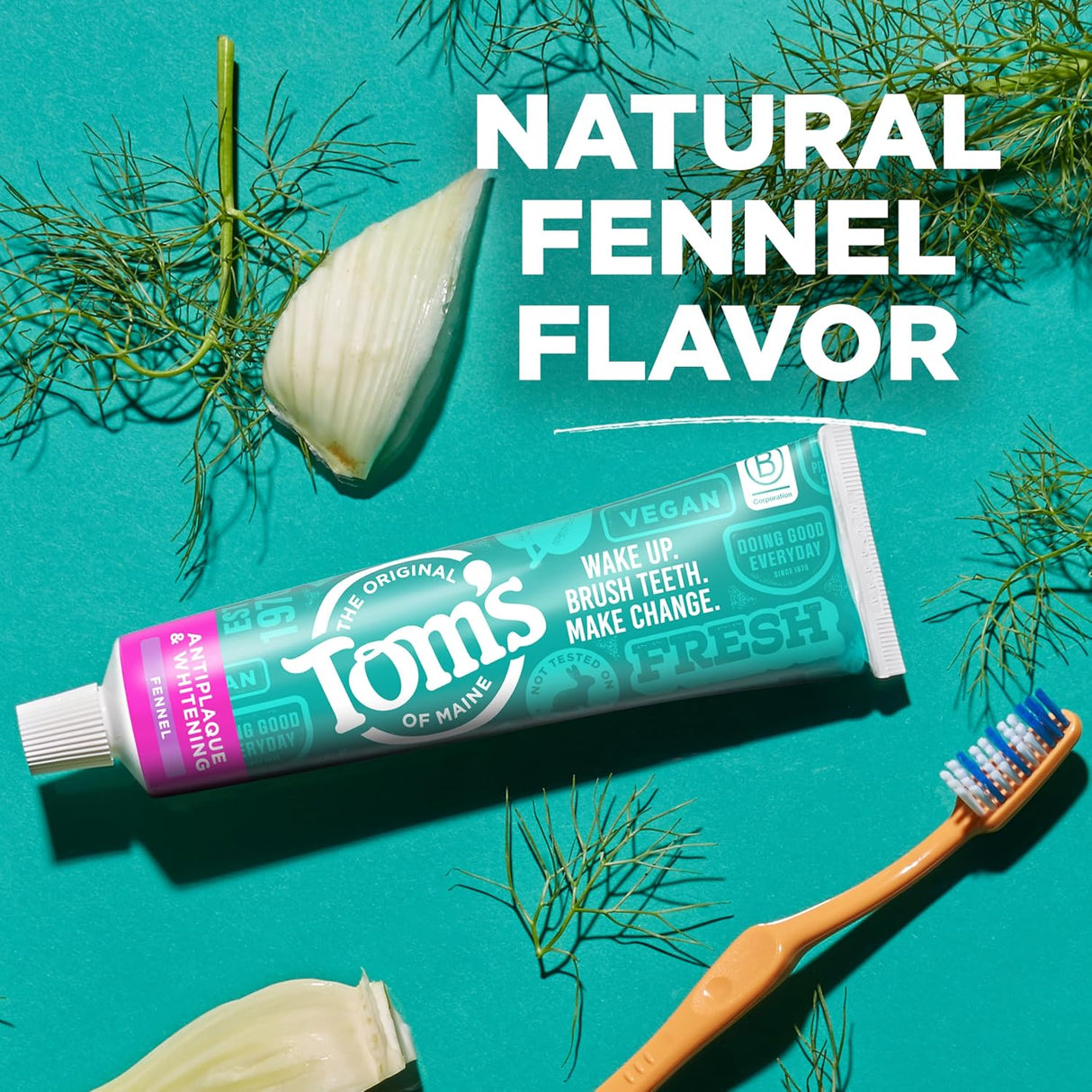 Tom’s of Maine Antiplaque and Whitening Toothpaste, Fluoride Free, Fennel, Single, 4.5 Oz
