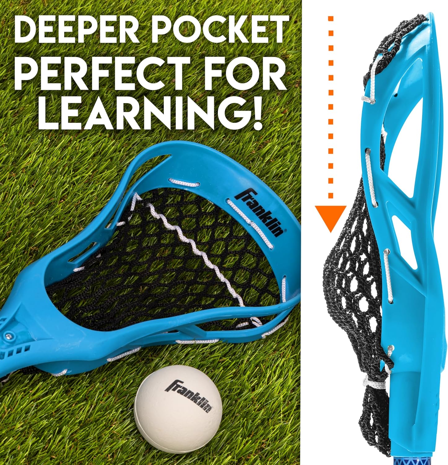 Franklin Sports Future Champs 2 Player Youth Lacrosse Sticks + Ball Set - Kids BLUE