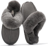 Project Cloud 100% Genuine Leather Slippers for Women Footwear Hedy/Grey/Size:6 (US)
