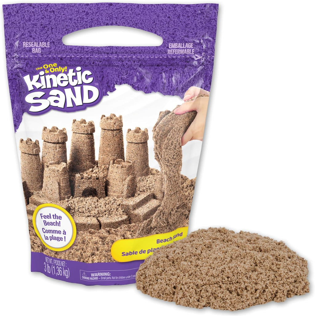 Kinetic Sand, 3lbs Beach Play Sand, Moldable Sensory Toys for Kids