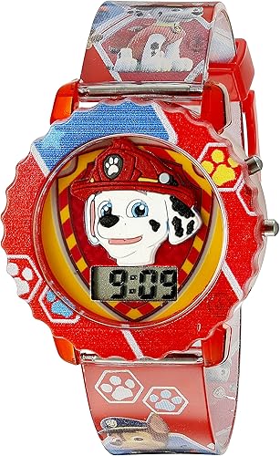 Nickelodeon Kids' Digital Watch with Red Case, Comfortable Red Strap, Easy to Buckle - Official 3D Paw Patrol Character on the Dial, Safe for Children (NEW, OPEN BOX)