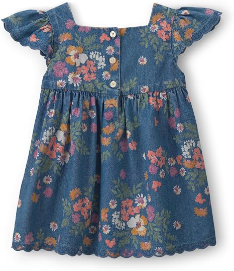 OSH KOSH B'GOSH Baby Girls' Floral Denim Dress - Dark Wash - 3M