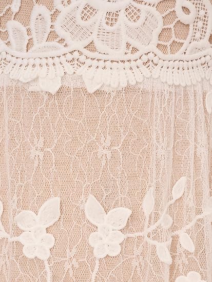 Adrianna Papell Lace Embroidery Dress - Ivory/Nude - Size 14