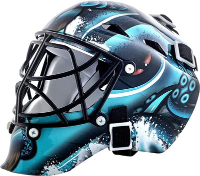 Franklin Sports Seattle Kraken NHL Team Logo Mini Hockey Goalie Mask with Case -