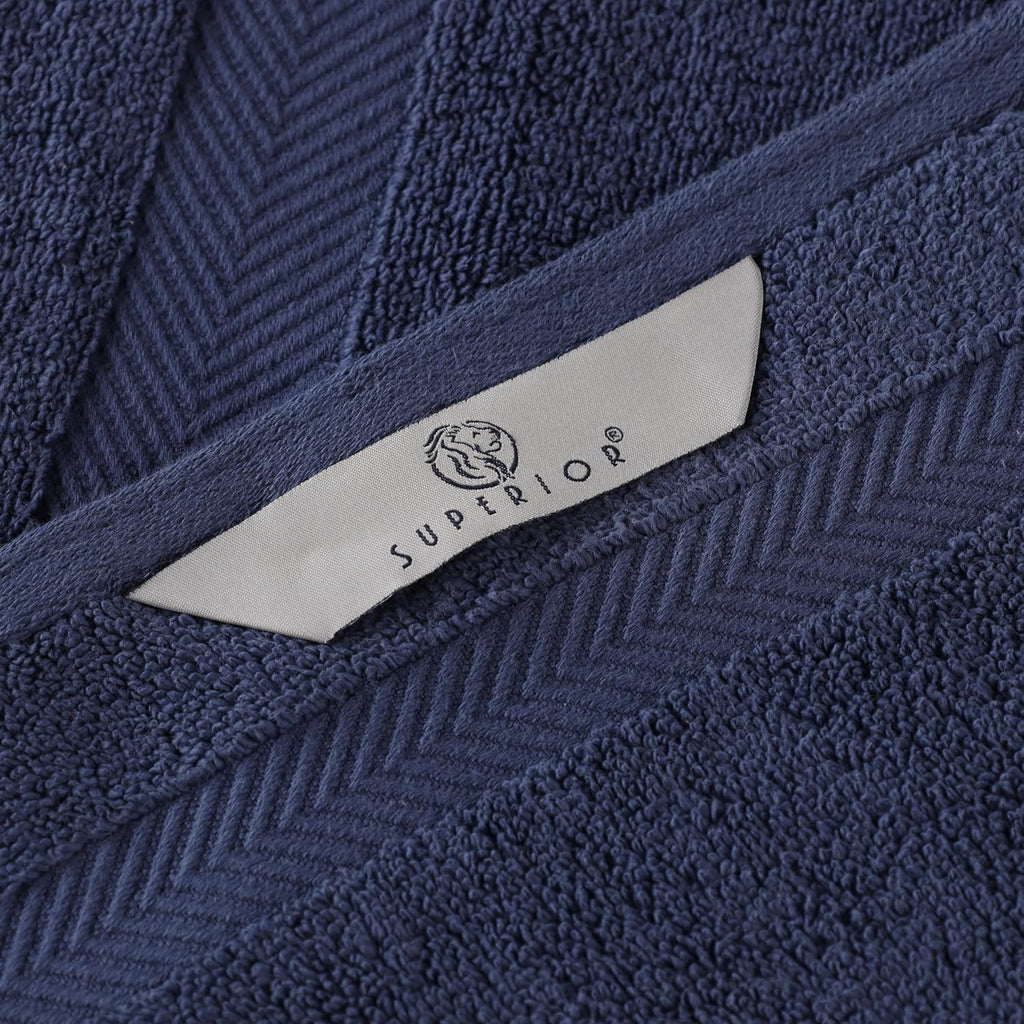 SUPERIOR Zero Twist 100% Cotton Bathroom Towel 6pc, Midnight Blue