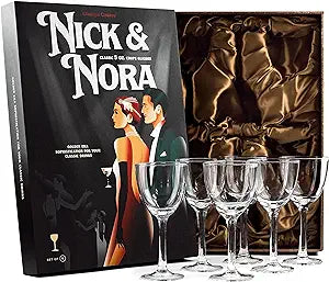 Crystal 5 oz Retro Nick and Nora Coupe Glasses | Set of 6 | Vintage Bar Glassware for Martini, Manhattan, Cosmopolitan, Classic 4 oz