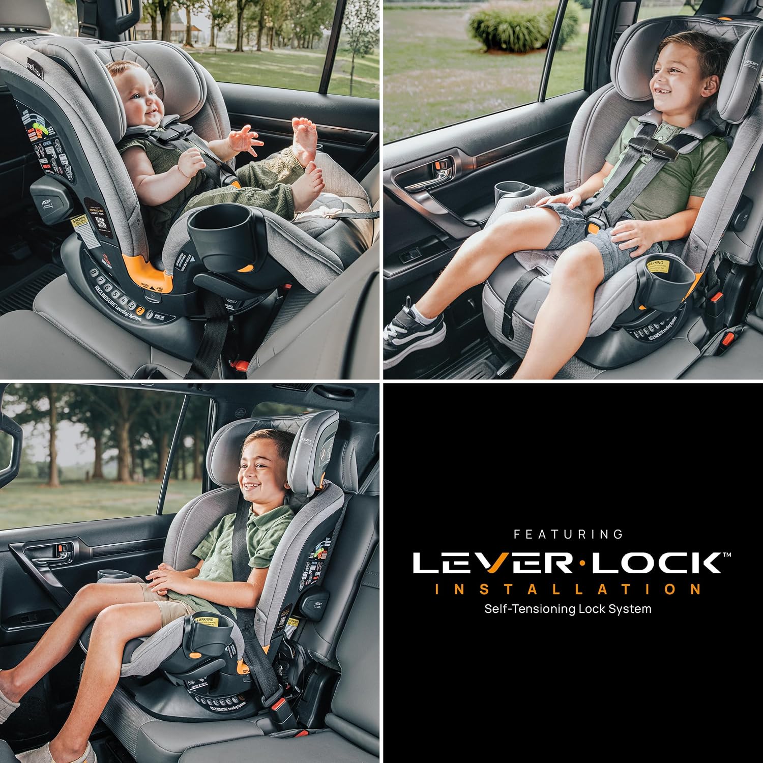 Chicco OneFit Max Convertible Booster Car Seat, LeverLock, 5-100 lbs.
