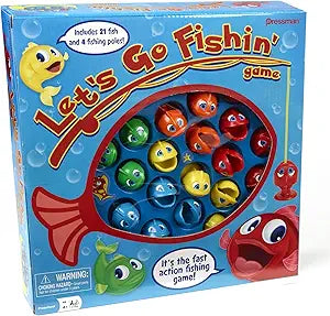 Let's Go Fishin' Game by Pressman - The Original Fast-Action Fishing Game!, 1-4 players (New, Open Box) *Damaged Box*